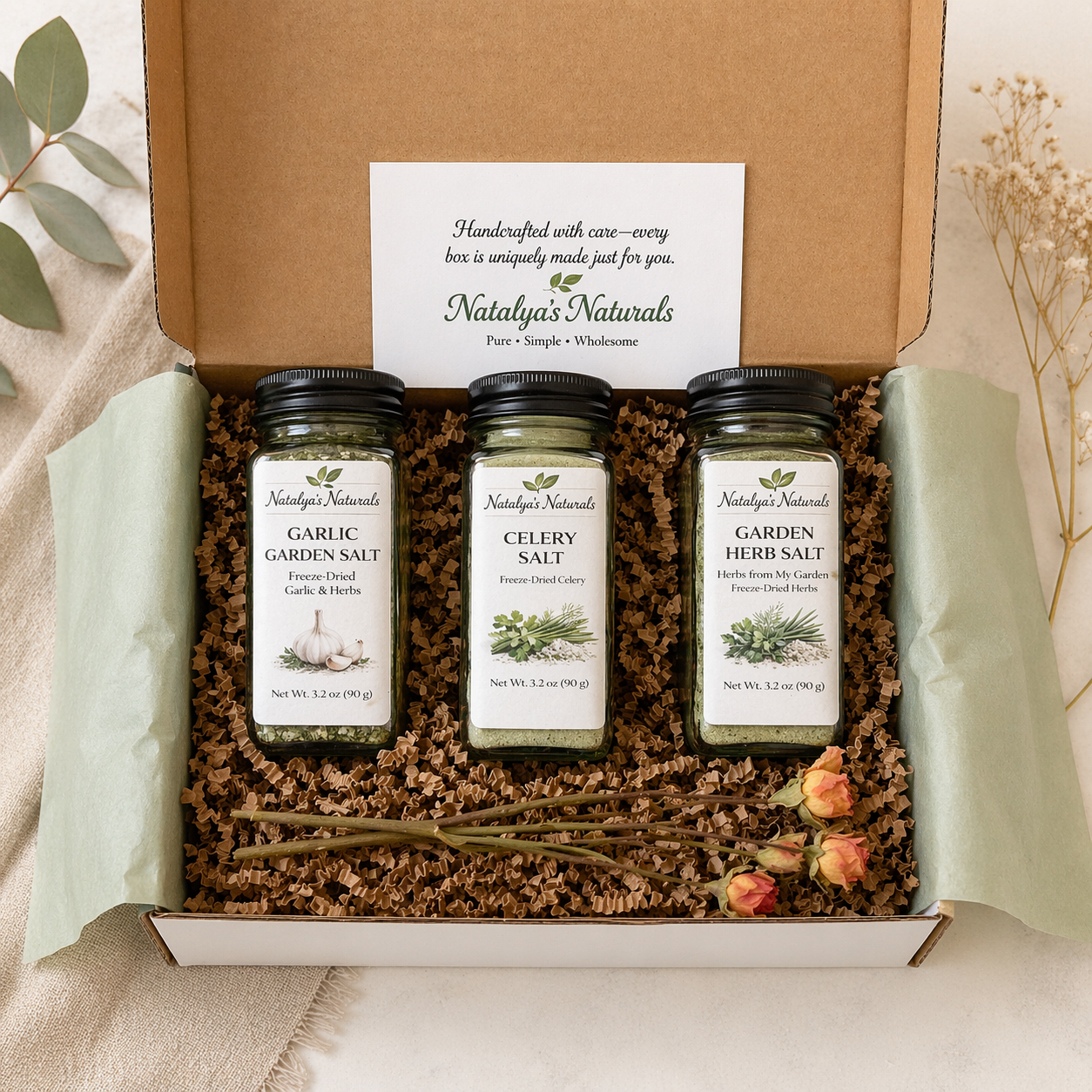 Herbal Kitchen Collection Gift Box - 3 Handcrafted Seasoning Salts
